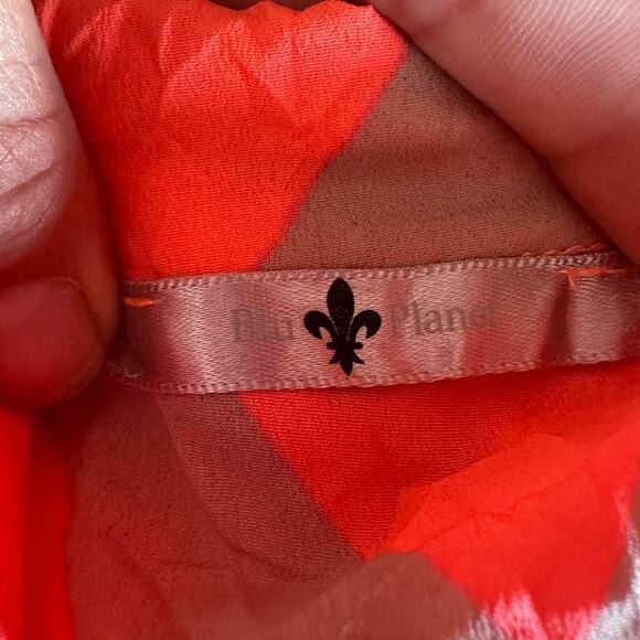 Womens Tank Top Large Coral Tan Chevron Tie Front Flowy Spaghetti Strap - Picture 6 of 7